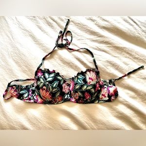 Shade and Shore Black Floral Bikini Top - 34B - Like New